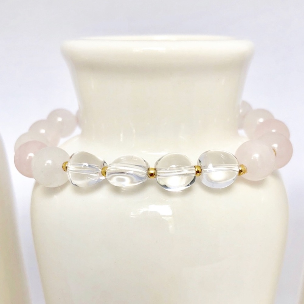 GEMSTONE | Rose Quartz Crystal Quartz Bracelet